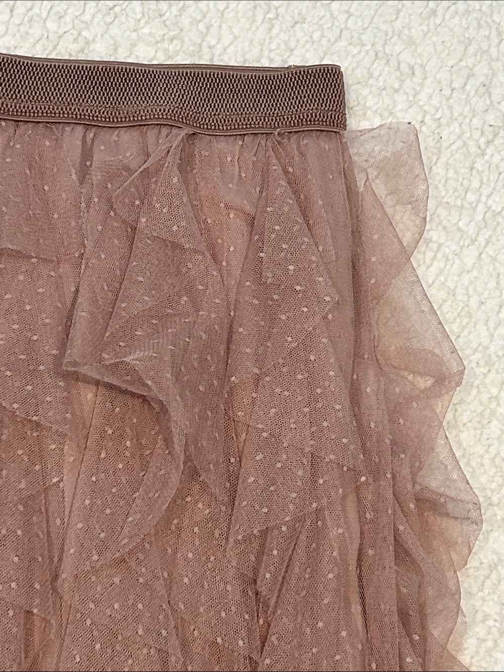 Anthropologie Chéri Ruffled Tulle Midi Skirt size Large Petite Pink Swiss Dot - Picture 4 of 13